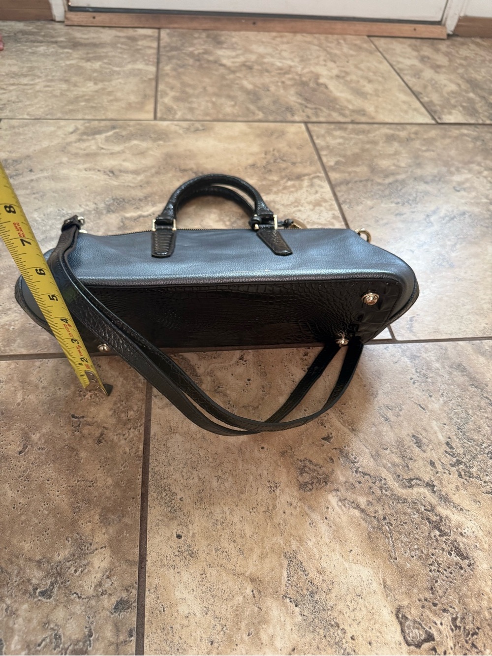 Brahmin Elegant Women's Satchel Handbag in Metallic Gray and Black - Picture 4 of 8